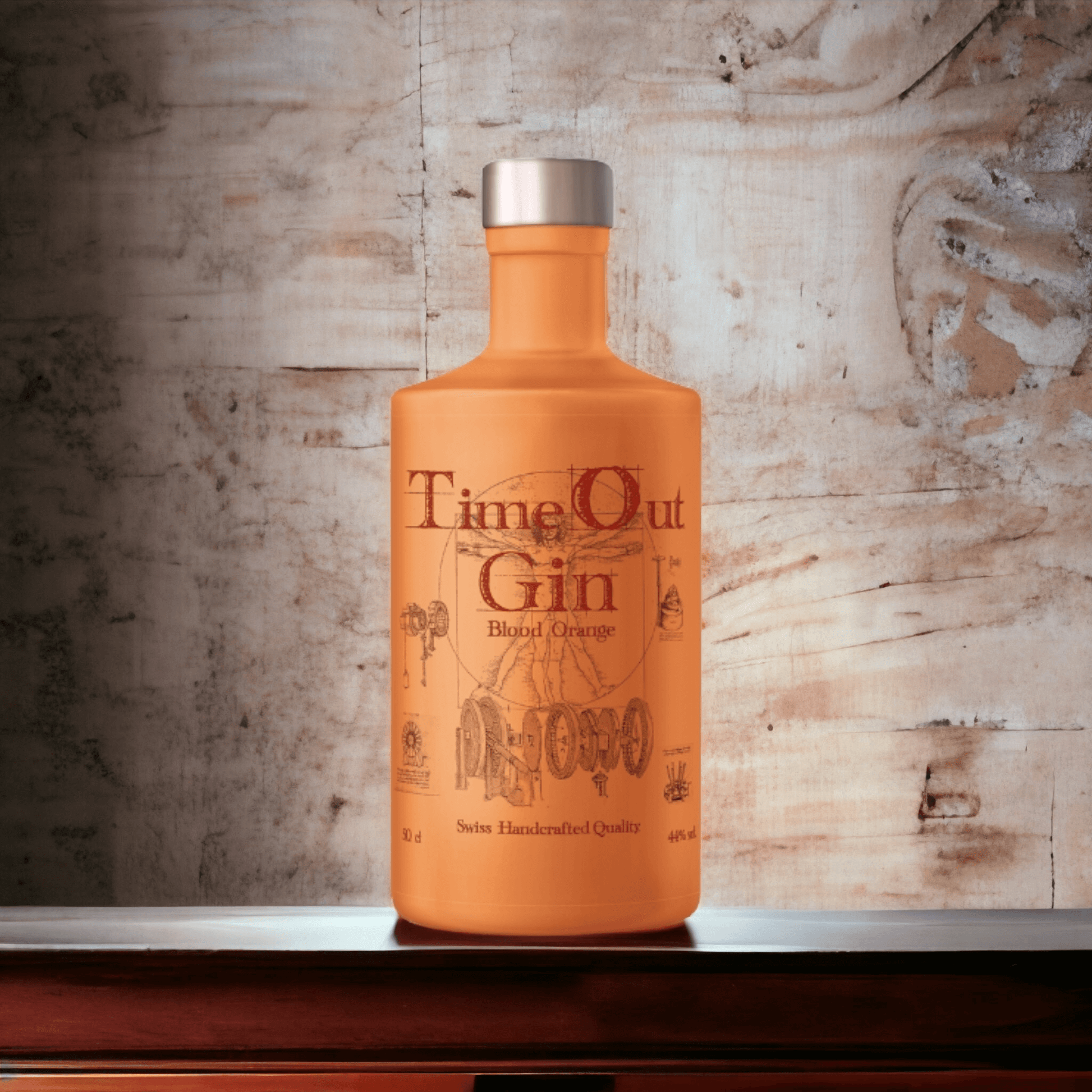 TimeOut Gin Blood Orange 50cl bottle showcasing vibrant design and quality craftsmanship.