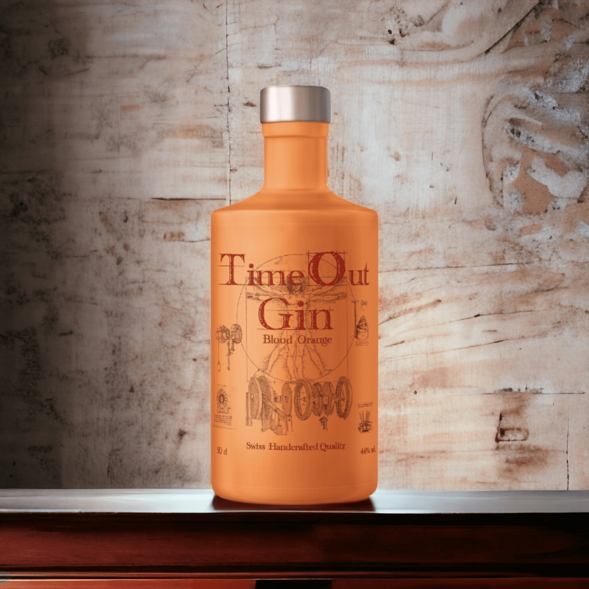 TimeOut Gin Blood Orange 50cl bottle showcasing vibrant design and quality craftsmanship.