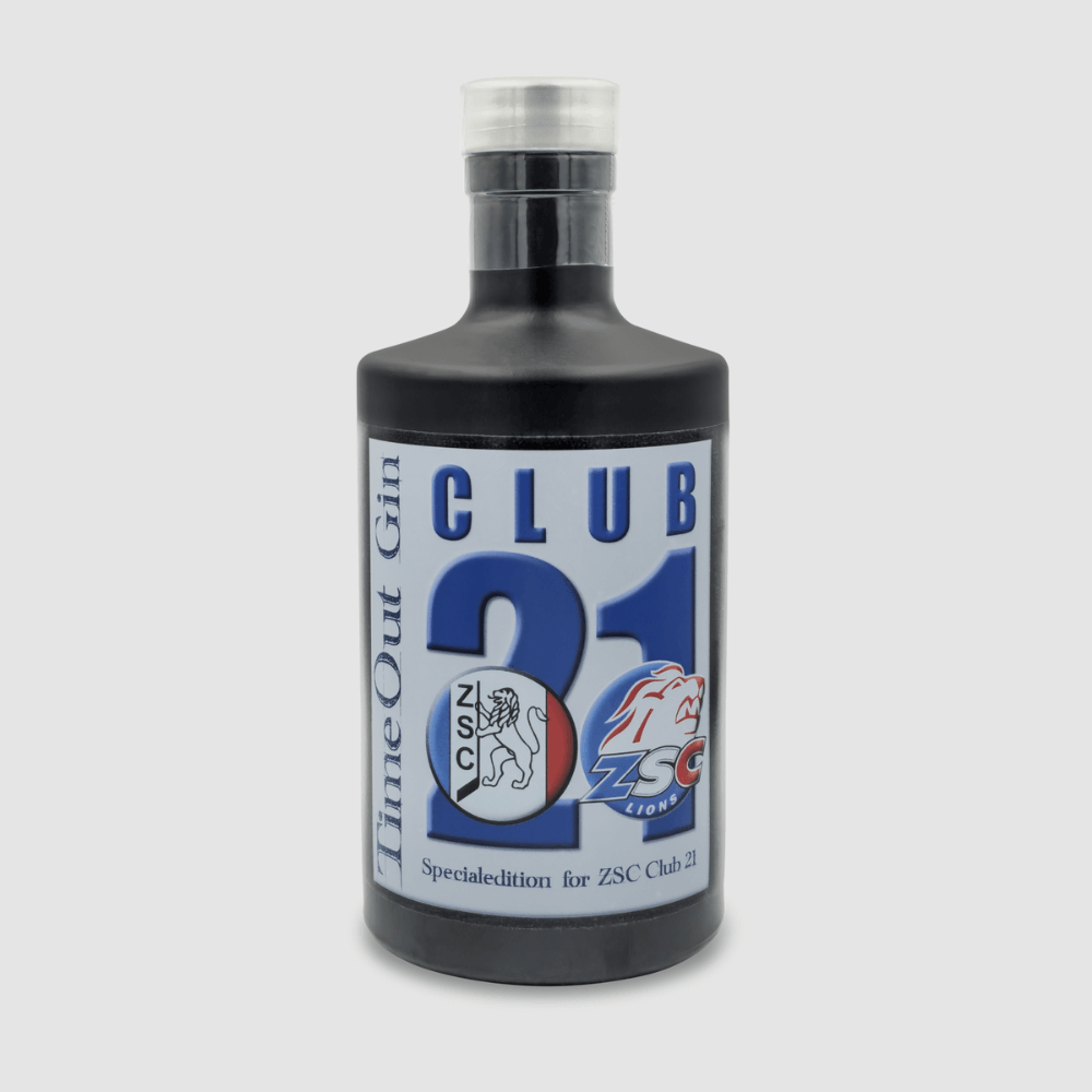 ZSC Club 21 Edition Timeout Gin bottle featuring exclusive handcrafted quality for gin enthusiasts.